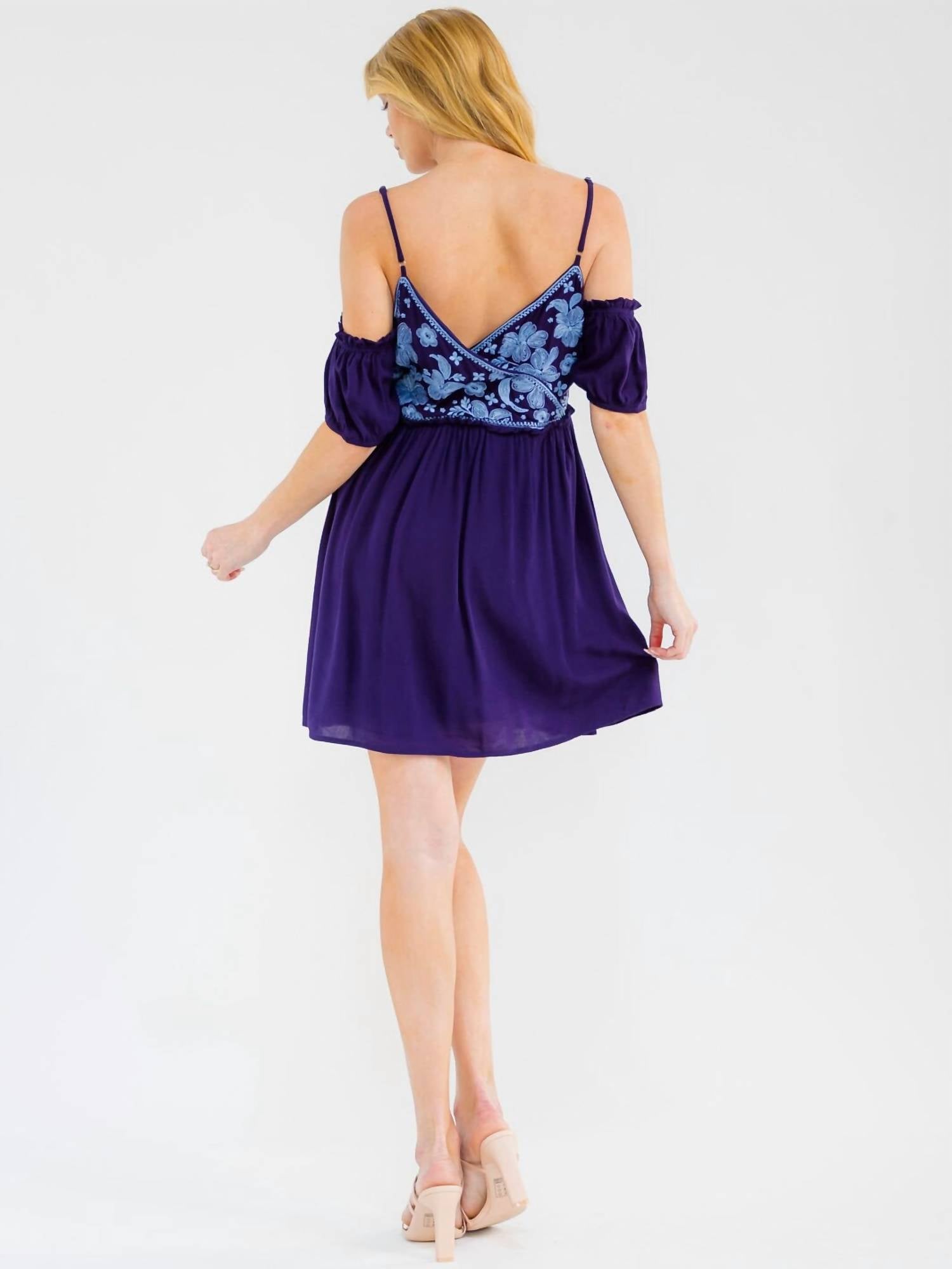 Savanna Jane - Cold Shoulder Embroidered Mini Dress