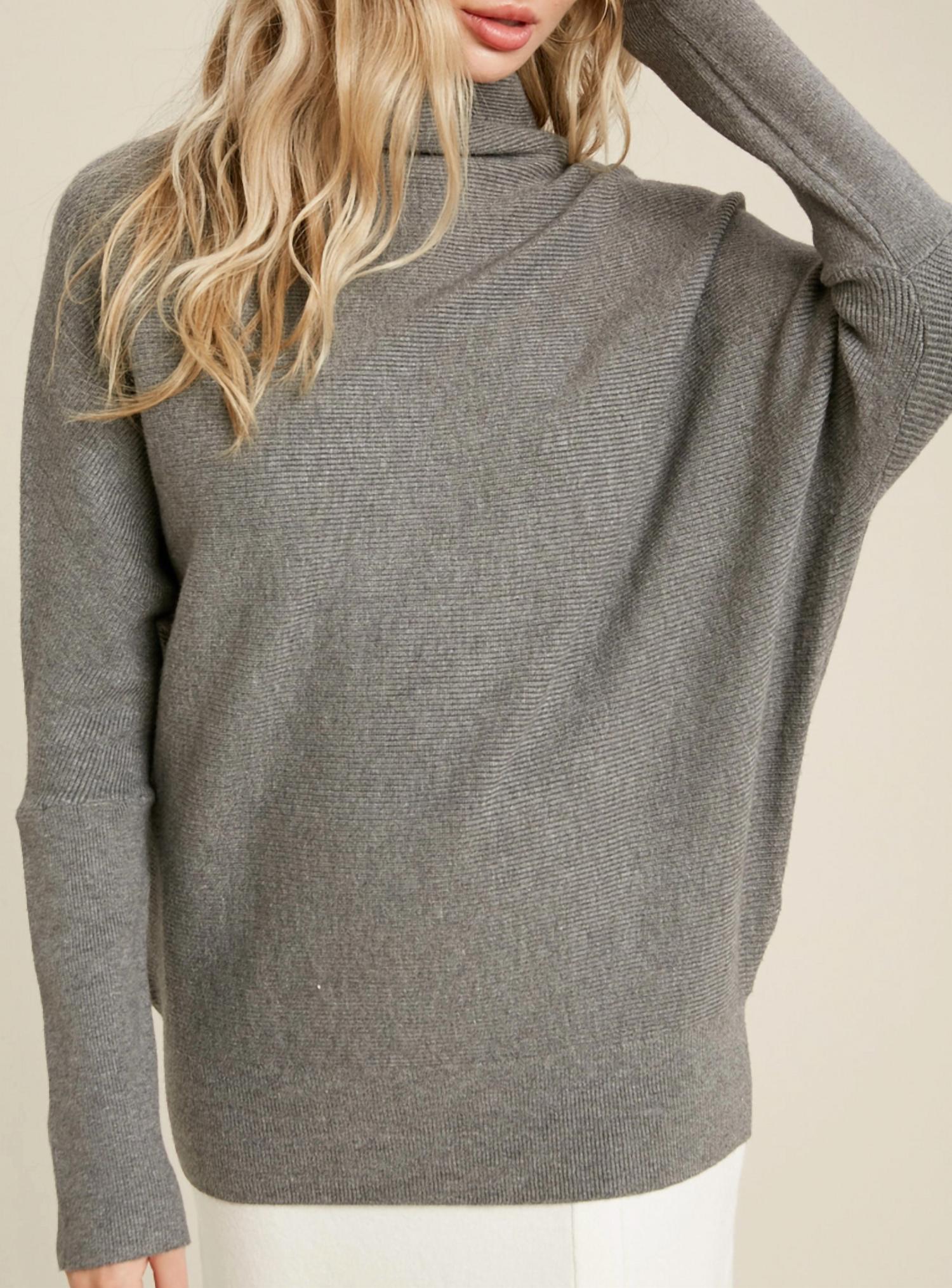 Bluivy - Slouch Neck Dolman Sleeved Pullover