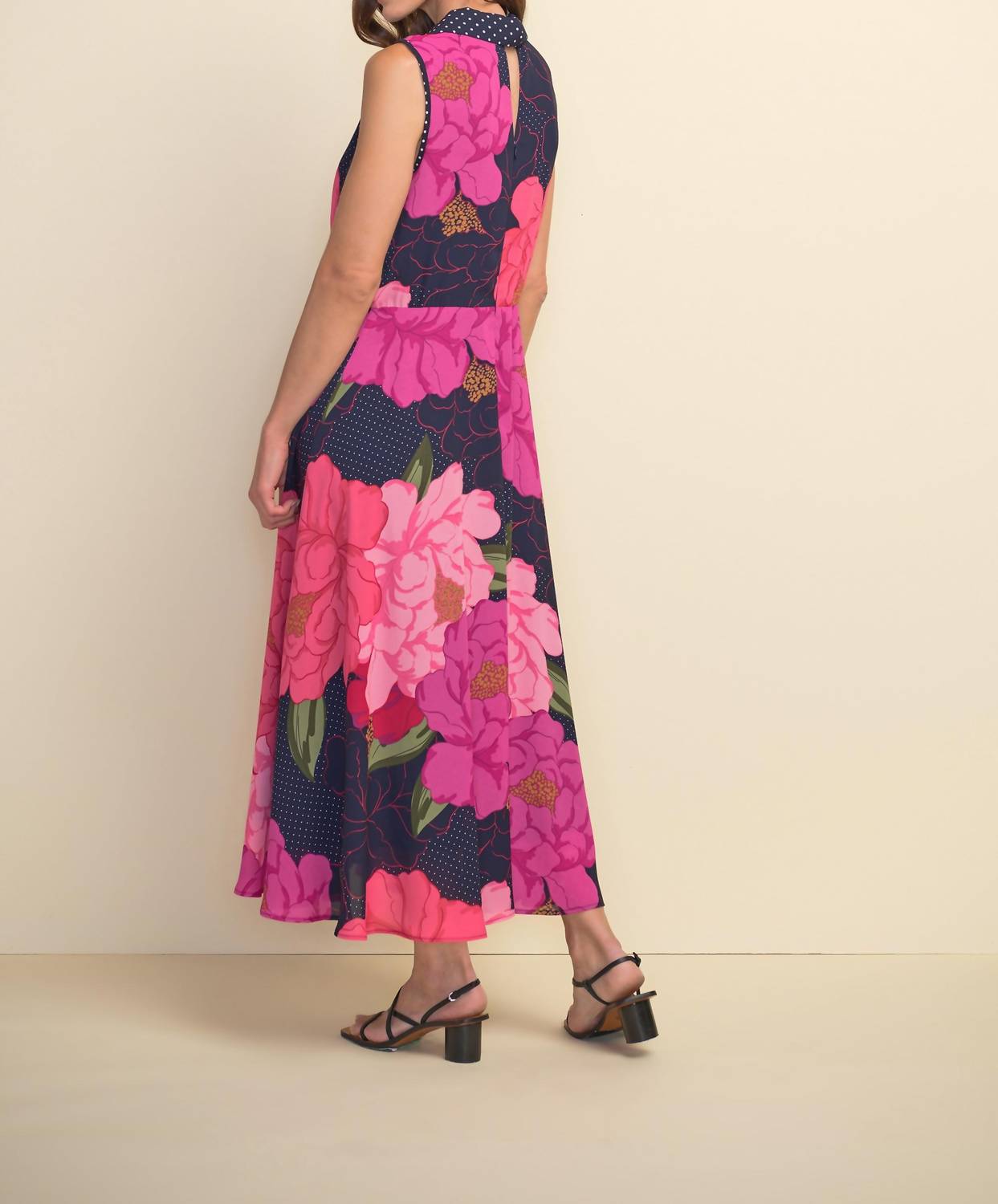 MIXED FLORAL MIDI DRESS