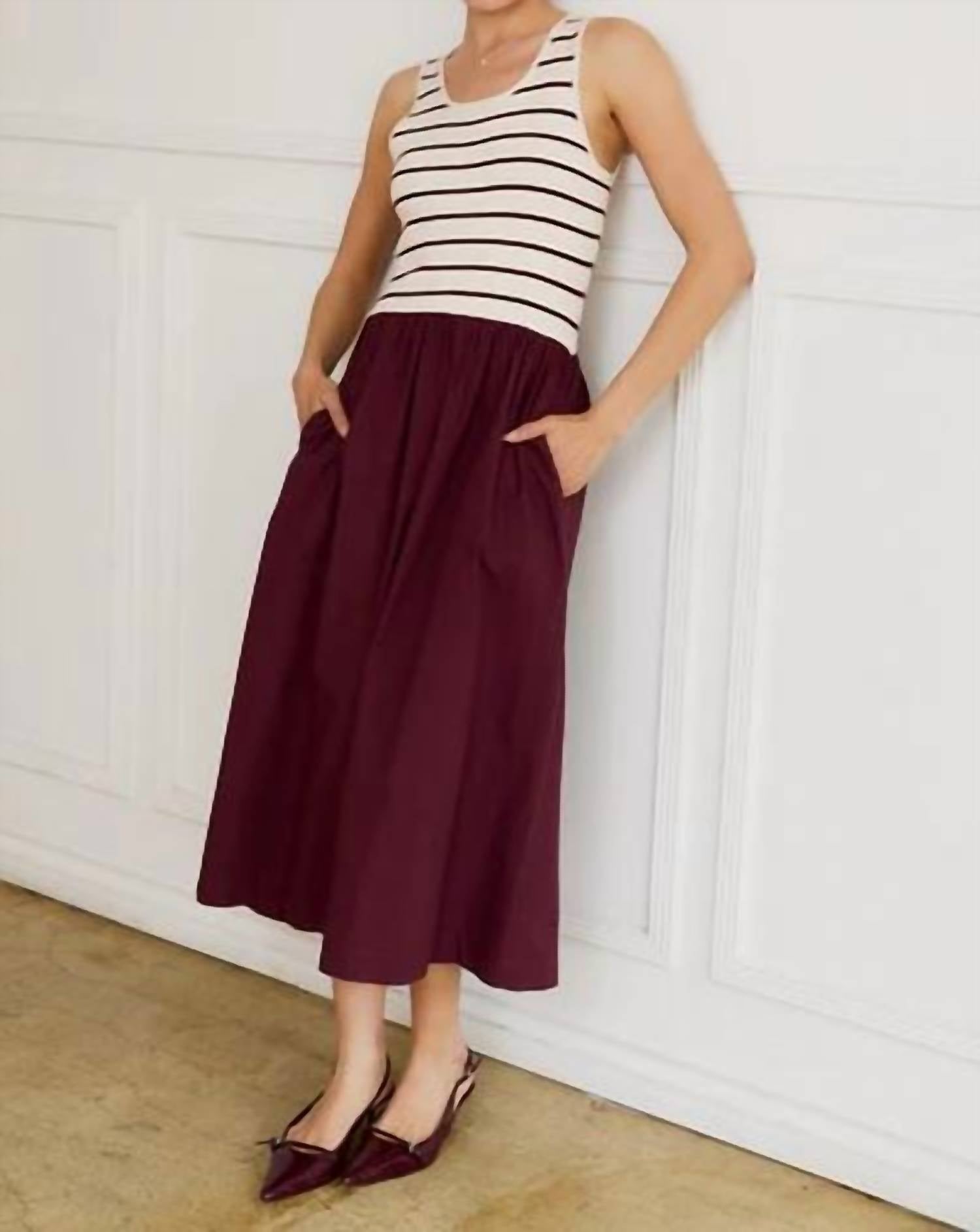 Kld. Signature - Striped Contrast Midi Dress
