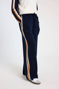 Brodie Cashmere Valerie Stripe Wide Leg Pant in black ivory dove - women's pants