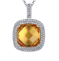 Diana M Jewels - 7.91 Cts Citrine Double Halo Pendant