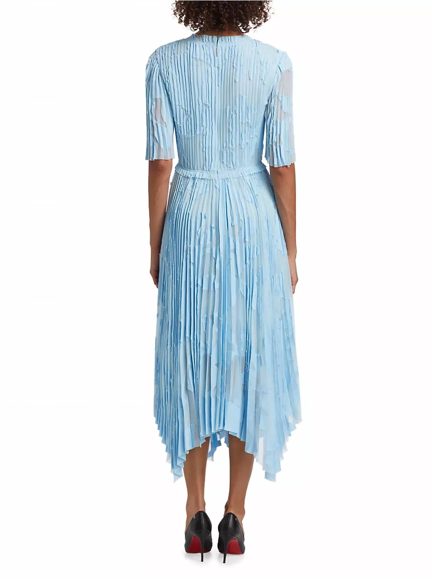 Jason Wu - Pleated Floral Fil Coupe Fit and Flare Midi Dress