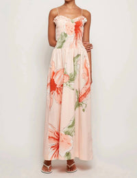 SWF Ruffled Bodice Midi Dress in hibiscus glow - women's dress