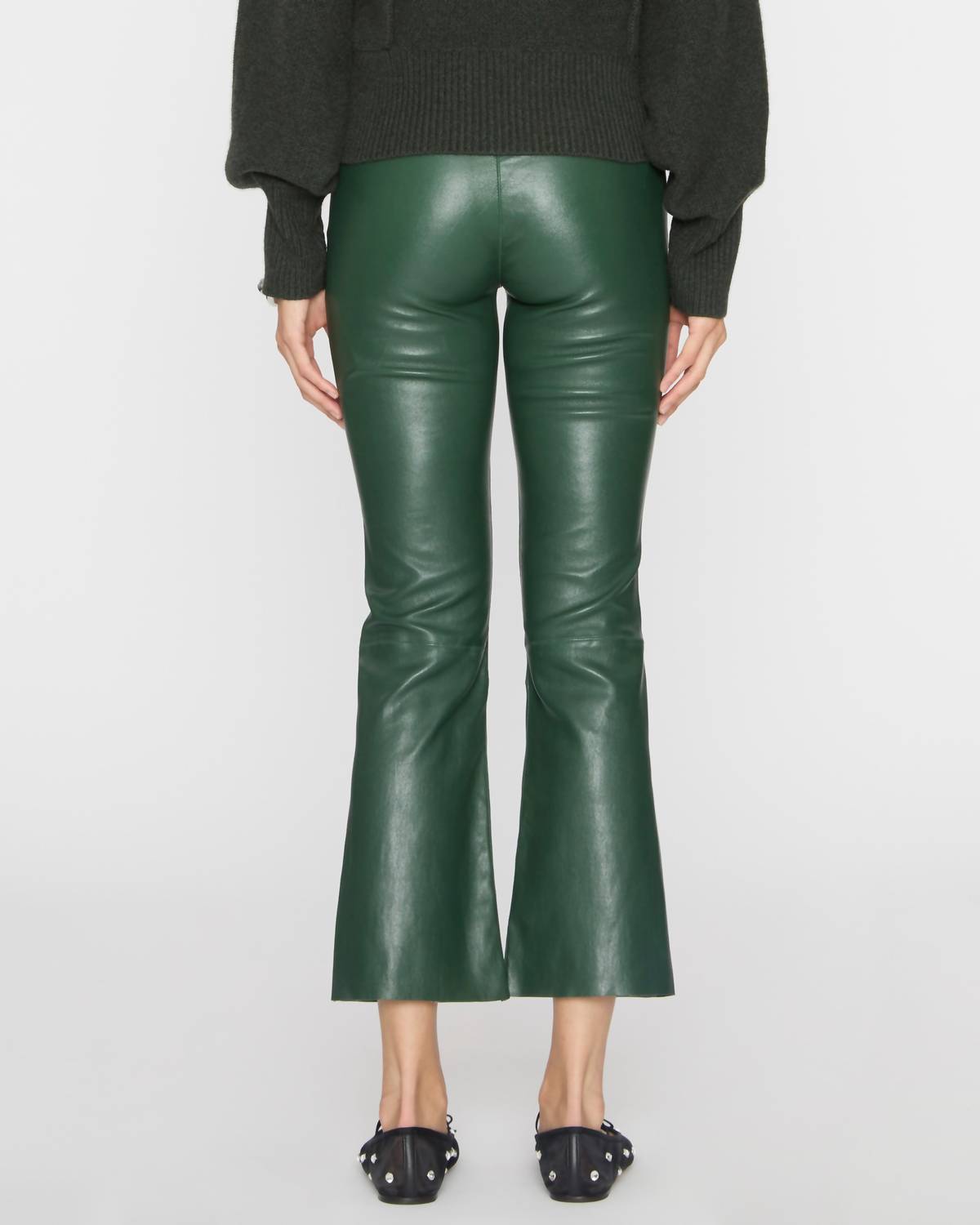 Sprwmn - Leather Crop Flare Leggings