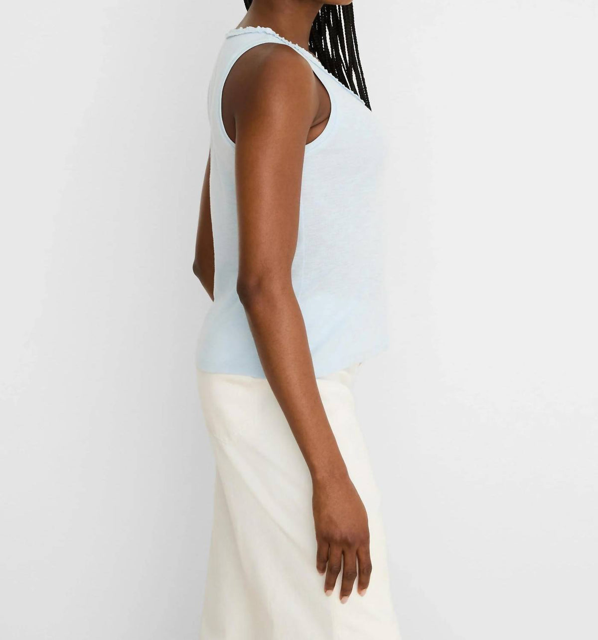 Nic + Zoe - Ruffle Neck Cotton Slub Layer Tank Top