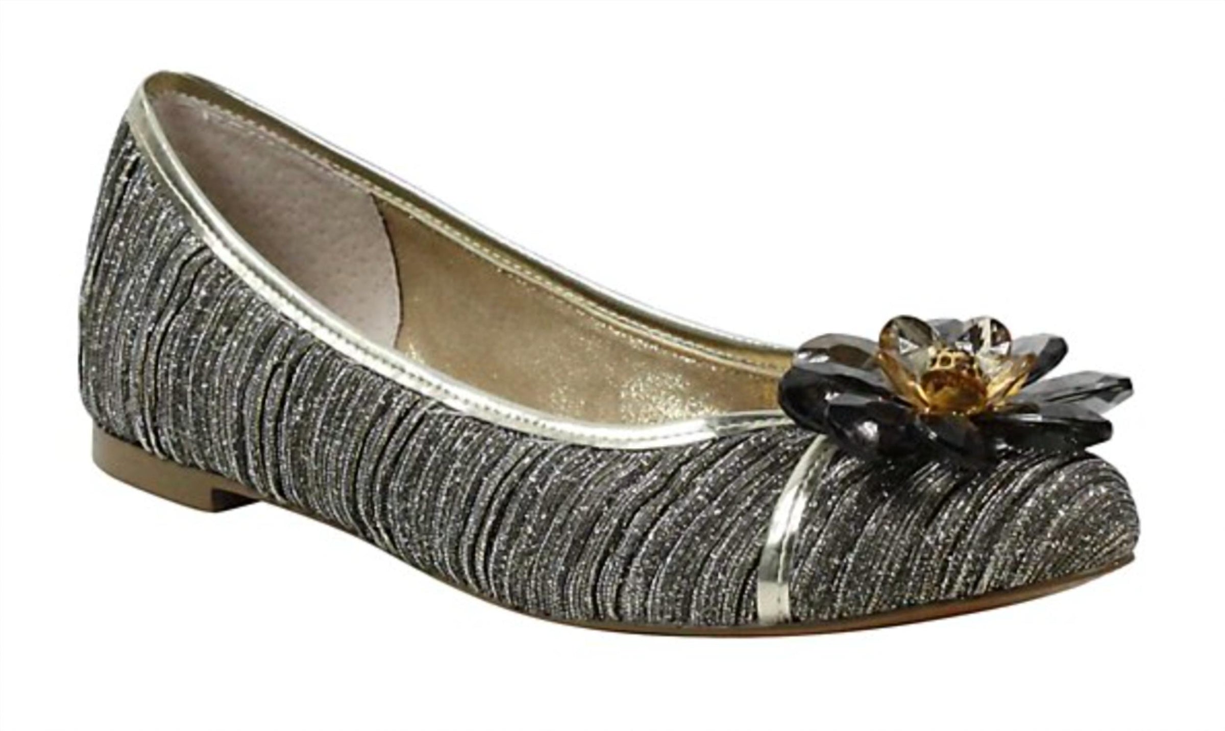 J. Renee Women's Panyin Glitter Flat in taupe gold - women's flats - detail view