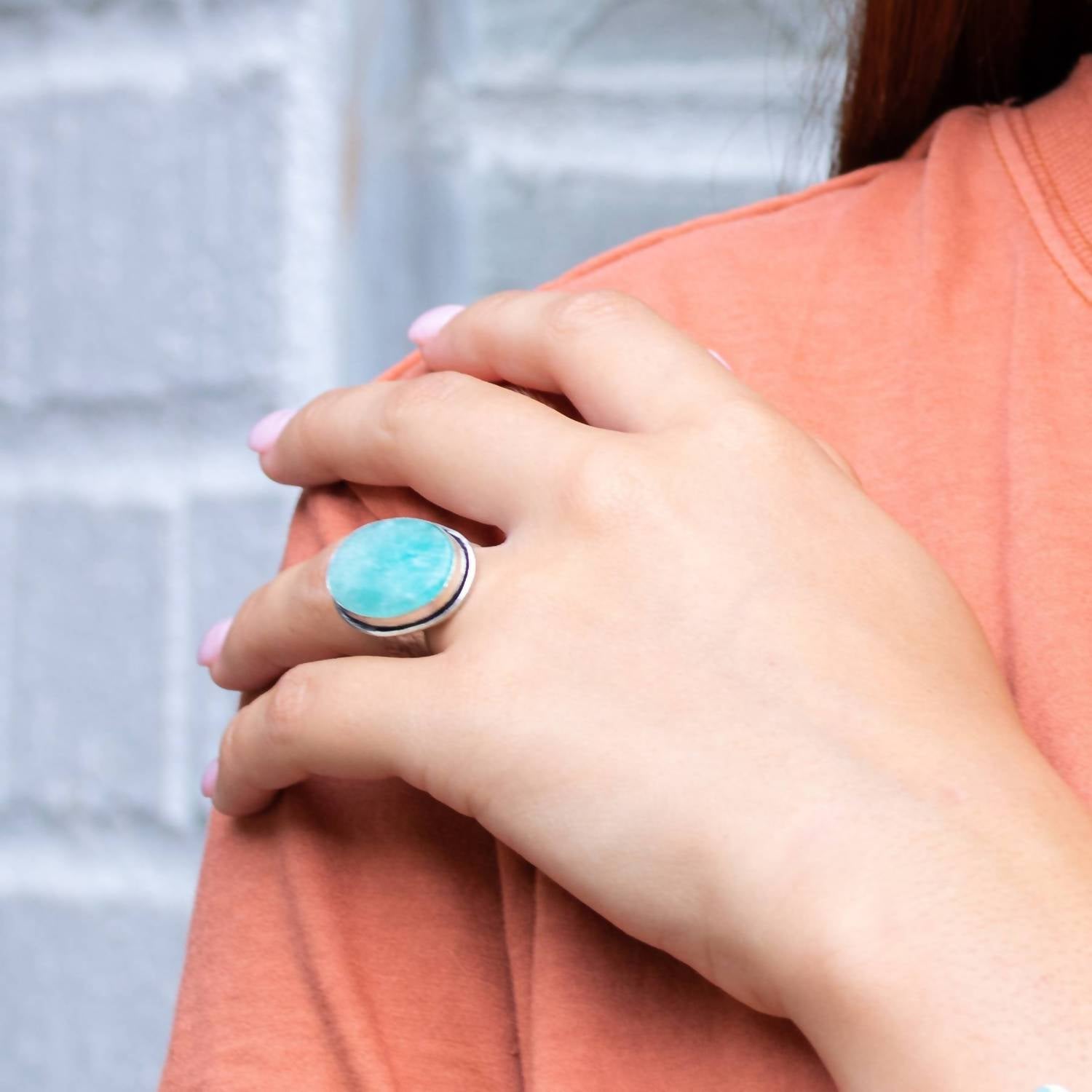 Anju - Women's Kashi Semiprecious Oval Stone Ring