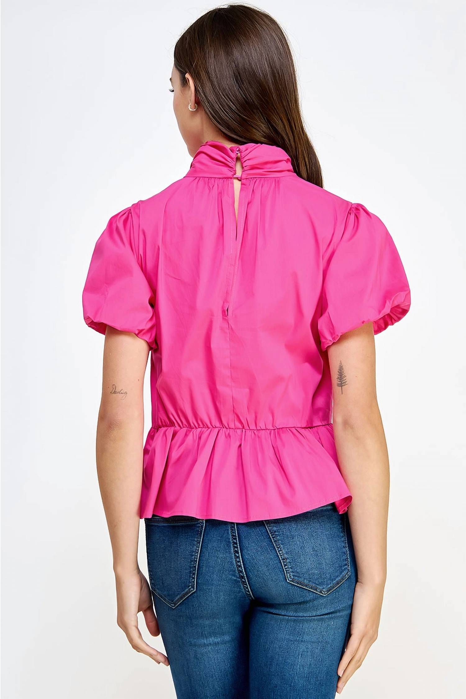 Strut & Bolt - Cross Neck Puff Sleeve Blouse