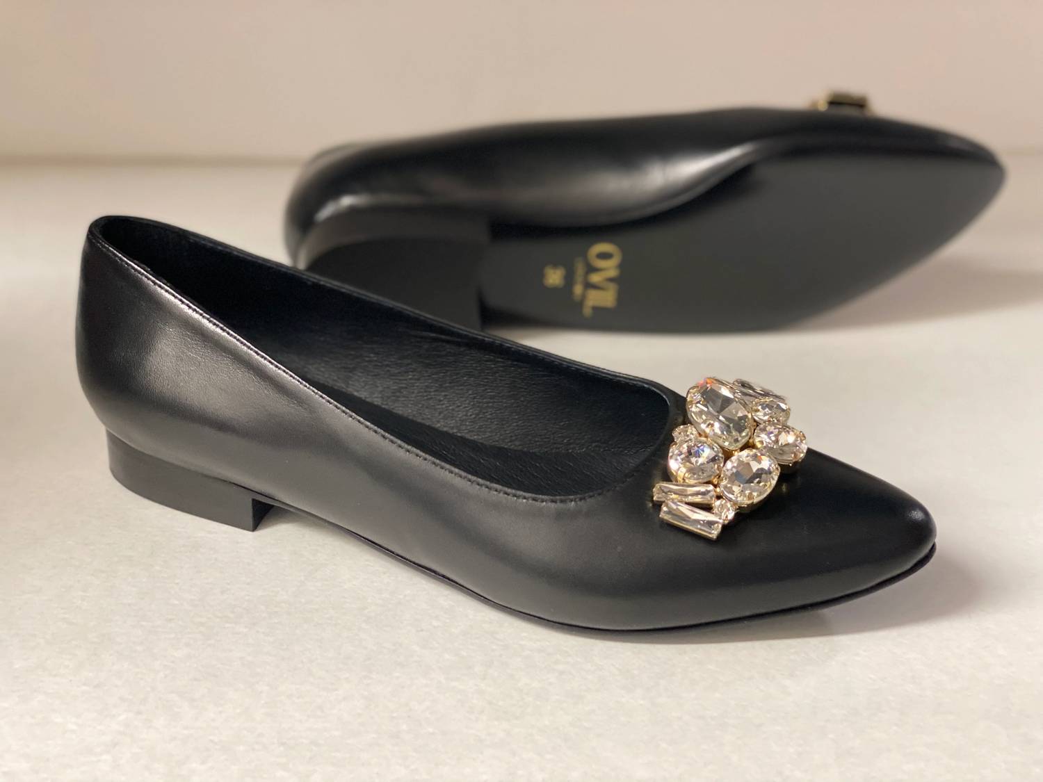 Ovil - Women's Annie Rhinestone Flower Flats