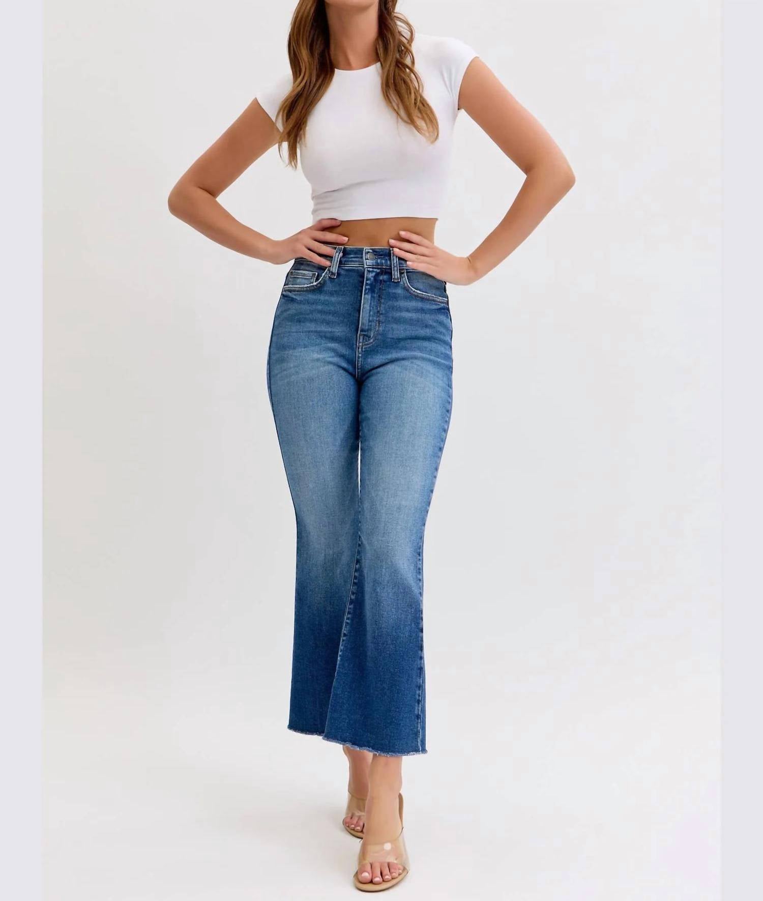 Cello - High Rise Crop Flare Jeans