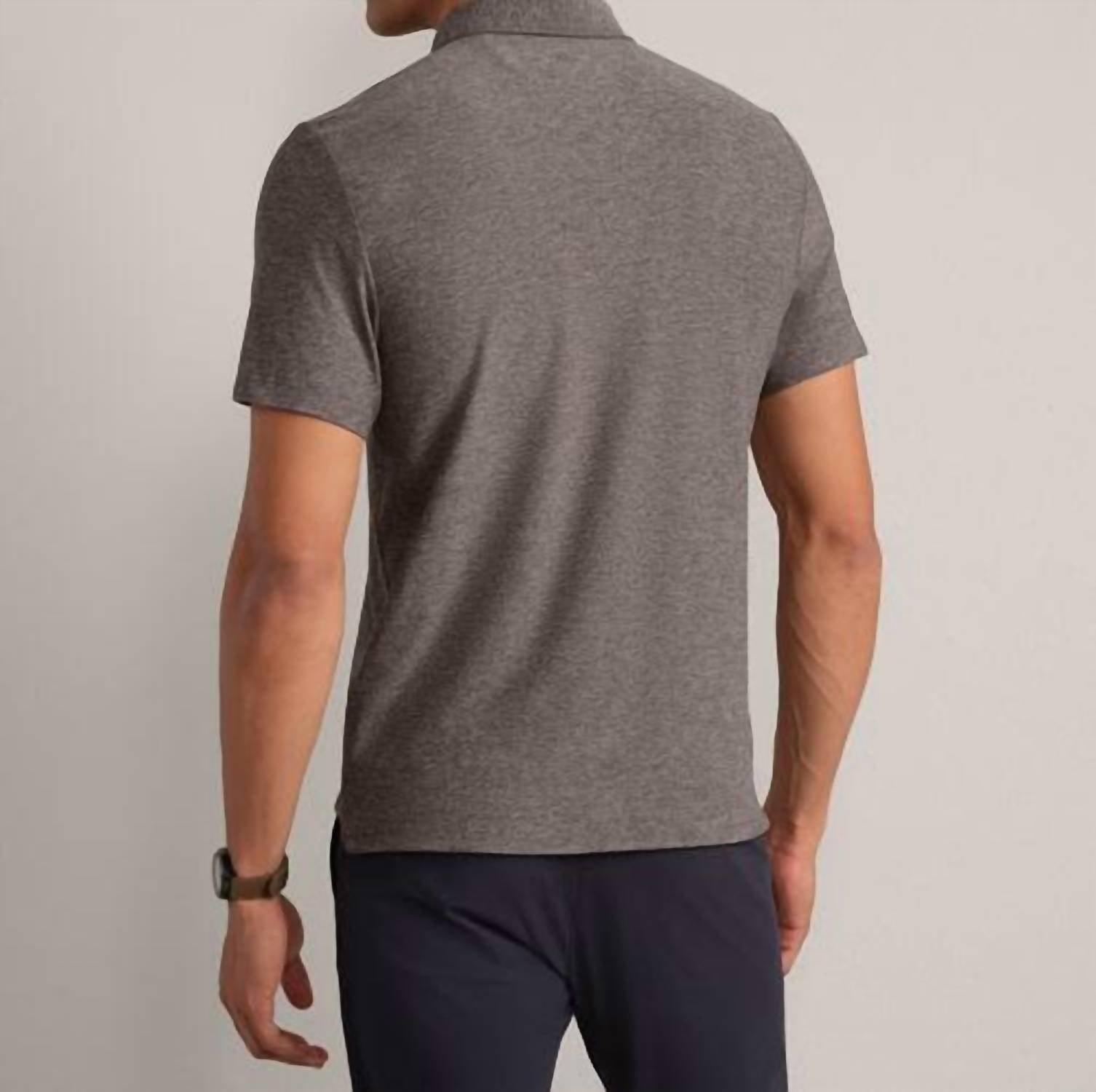 RHONE Wfh Short Sleeve Polo in grey - men's shirt - detail view