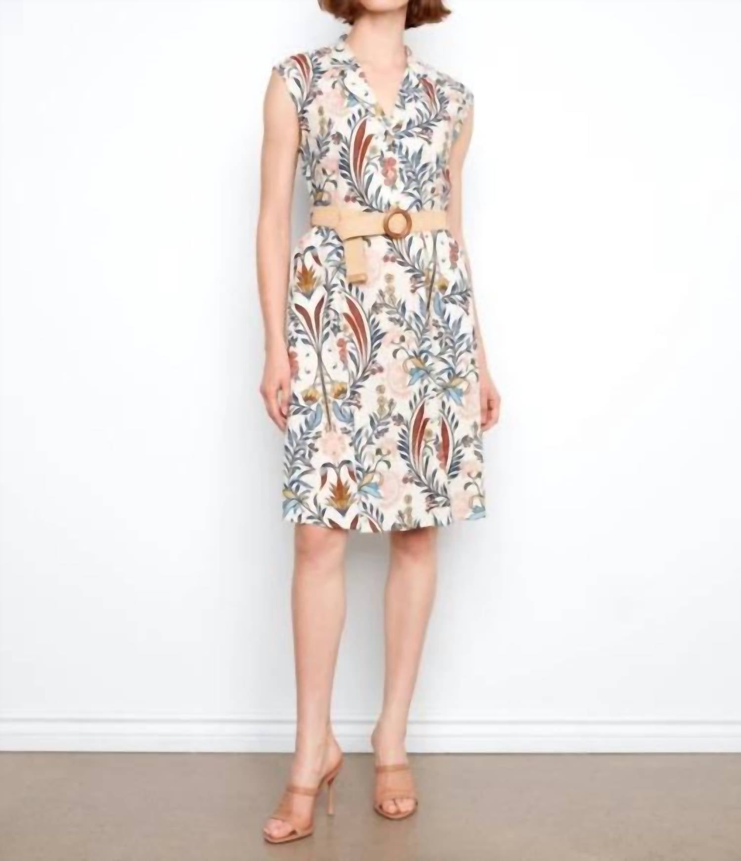 Charlie B - Printed Linen Cap Sleeve Dress