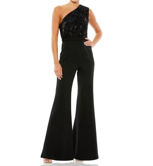 Mac Duggal - Sequin Bodice One Shoulder Jumpsuit
