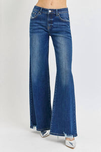 RISEN Mid Rise Wide Leg Jeans - women's jeans - detail view
