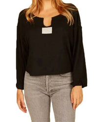 Vintage Havana - Slash Neck With Patch Long Sleeve Top