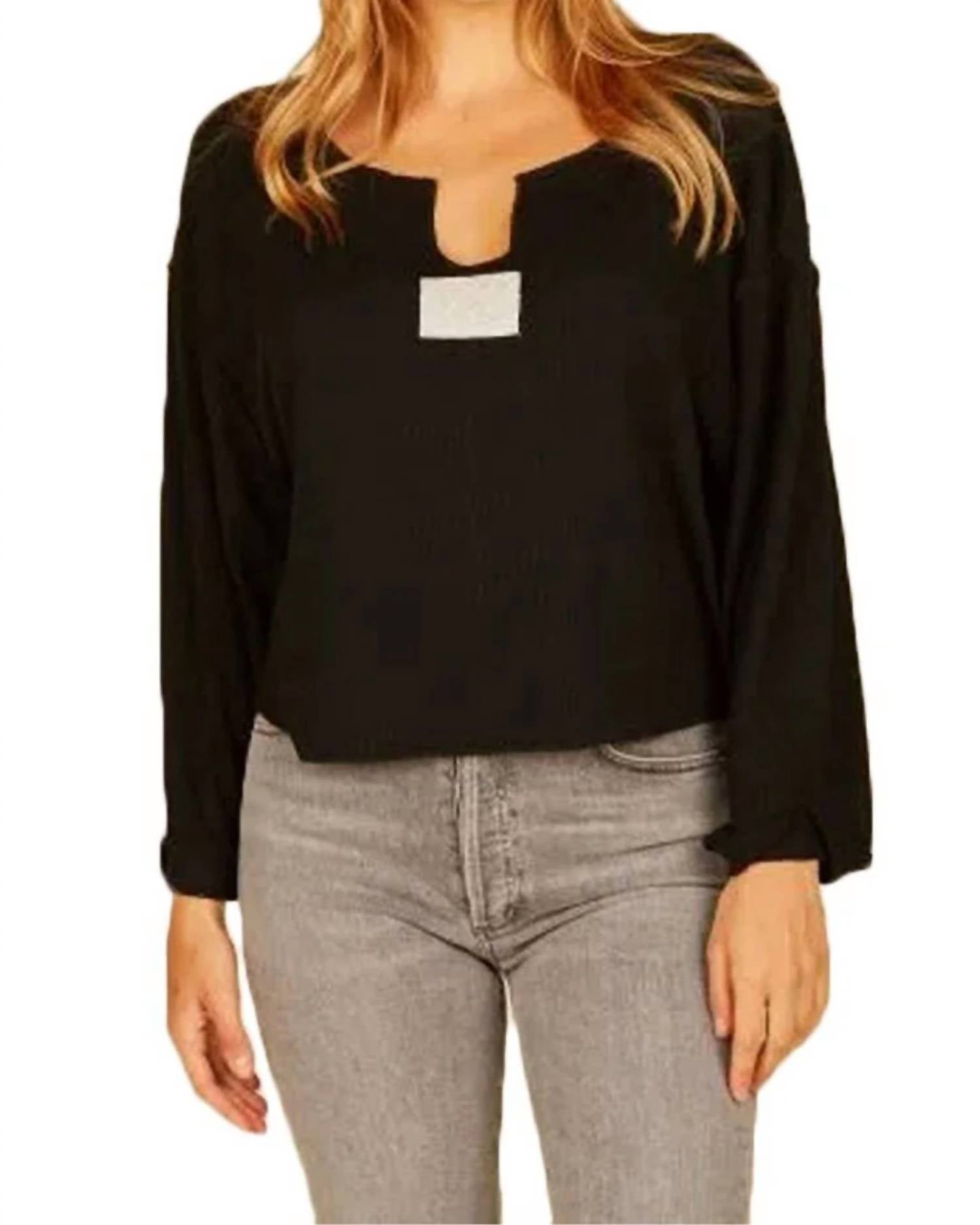 Vintage Havana - Slash Neck With Patch Long Sleeve Top