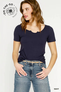 Umgee - Scallop Trim Fitted Tee