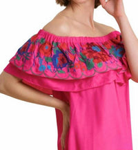 Umgee - Floral Embroidered Ruffled Dress