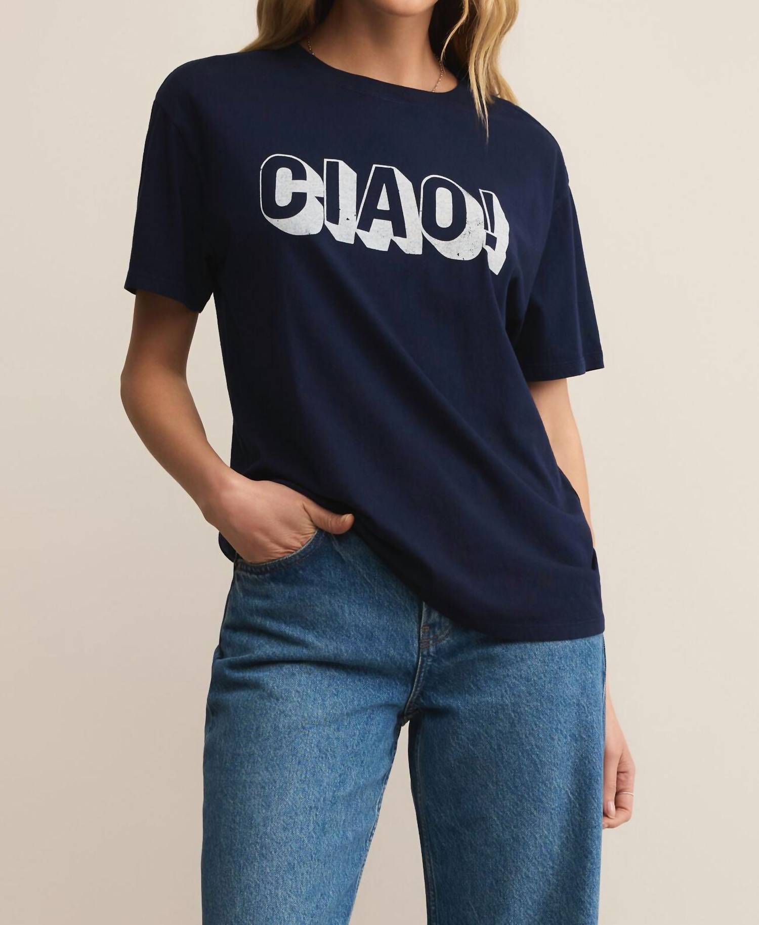 Z Supply Ciao Boyfriend Tee in blue sapphire - women's t-shirt