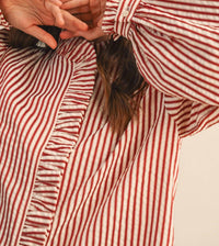 &Merci - Striped Ruffle Button Down Top