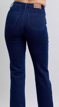 Judy Blue - High Waisted Work Wear Knee Patch Straight Jeans