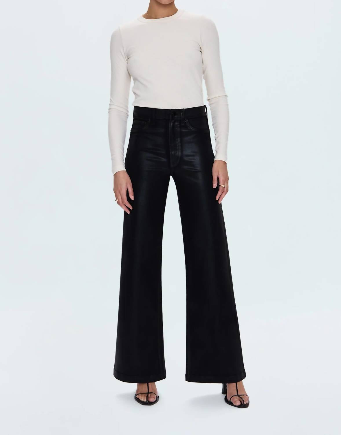 PISTOLA Lana High Rise Ultra Wide Jean in coated noir 2 - women's jeans - alternate view