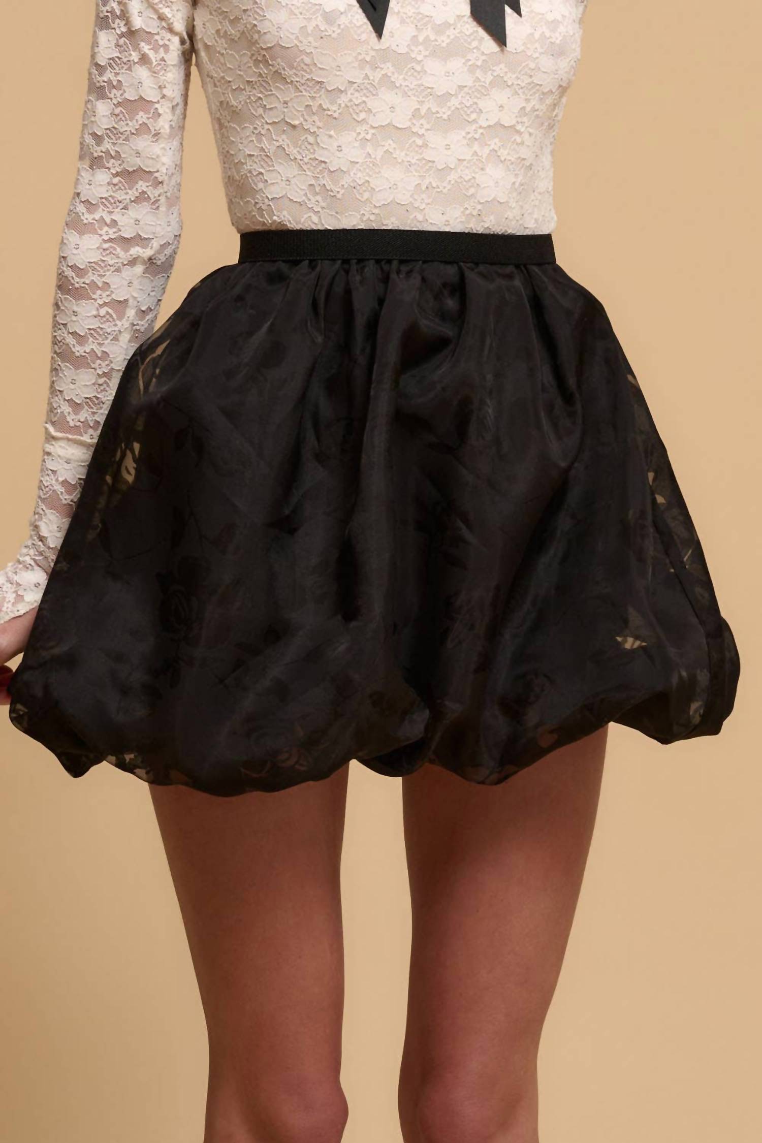 Promesa - Floral Mesh Bubble Mini Skirt