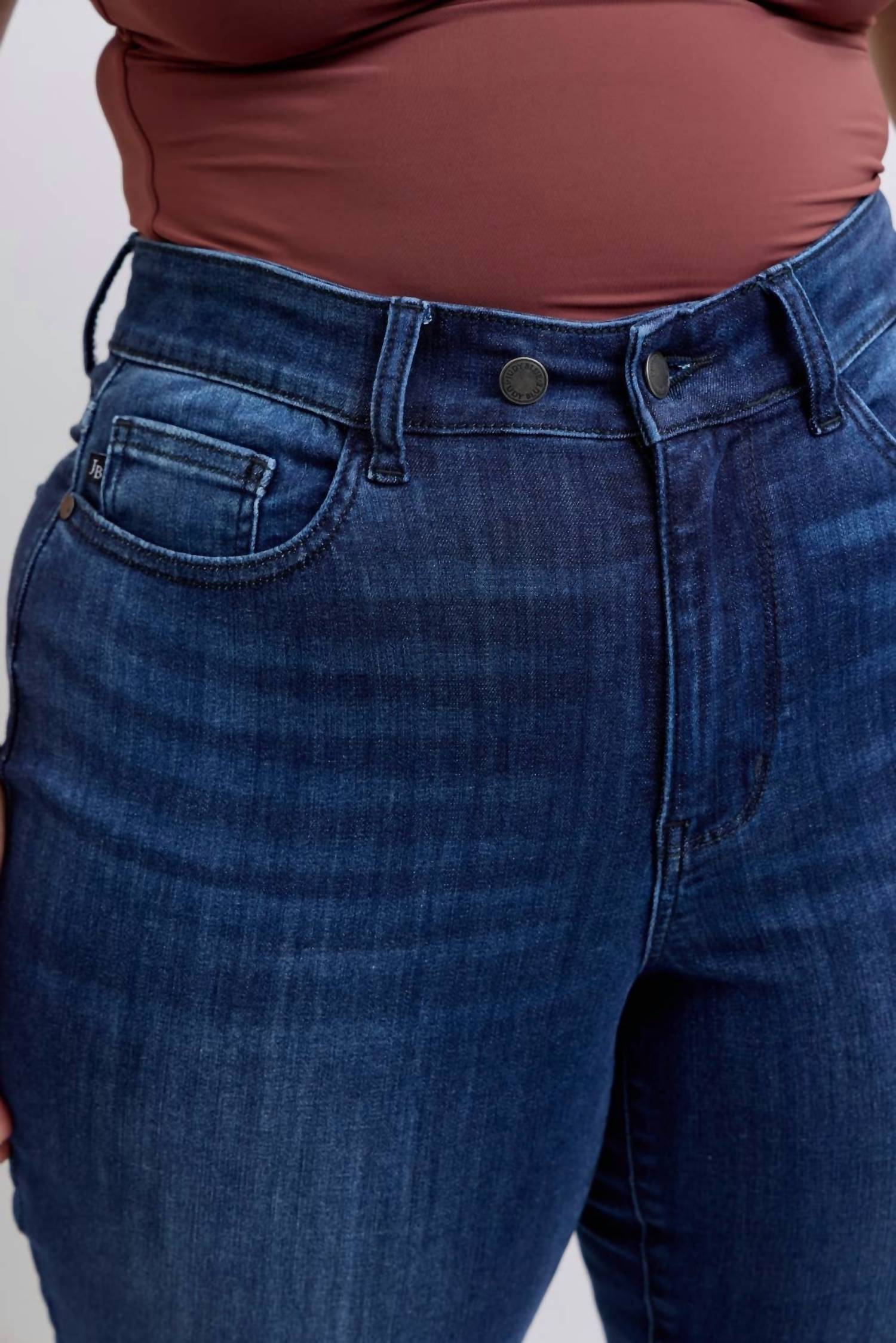 Judy Blue - Mid Rise With Raw Hem Skinny Jeans - Plus