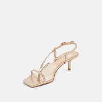 Dolce Vita Women's Laury Heeled Sandals in champagne embossed leather - women's sandal - view 4
