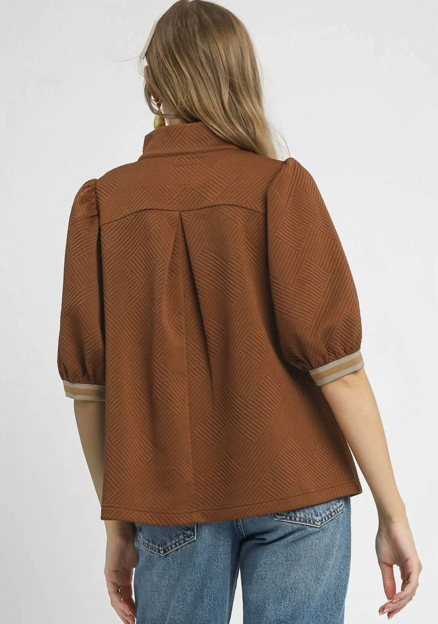 Umgee - Stripe It Lucky Faux Half-Zip Top
