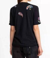 Johnny Was - Raw Hem V-neck Embroidered Tee