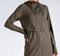 RAE MODE Long Hooded Active Jacket - Plus Size in olive - women's jacket - view 5