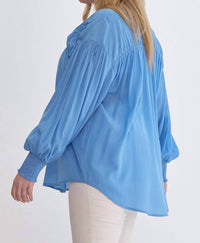 Entro - Sara Curve Pleated Detail Button Up Blouse