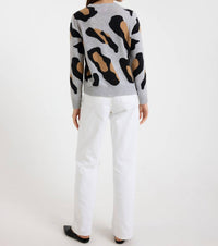 Brodie Cashmere - Abstract Leopard Crew Neck Jumper Sweater