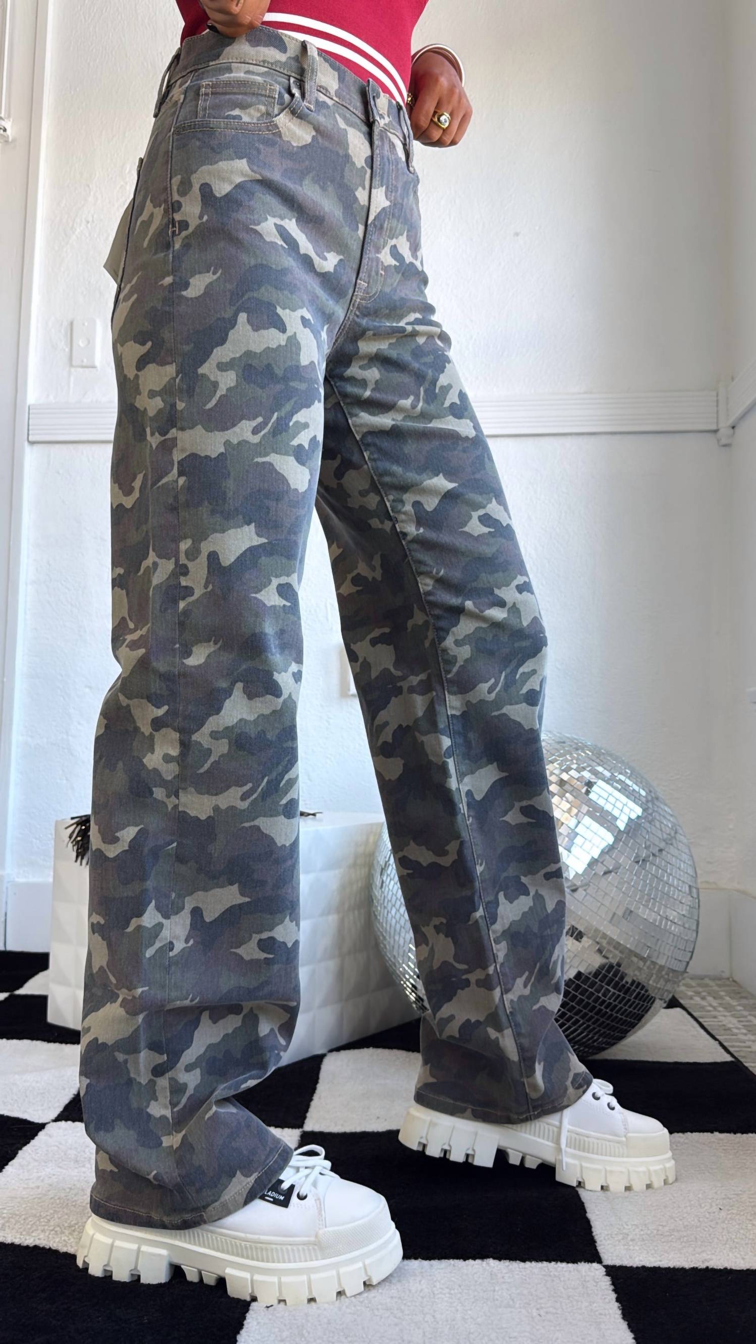 HIDDEN Rebel Terrain Wide Leg Jeans in camo - women's pants - alternate view