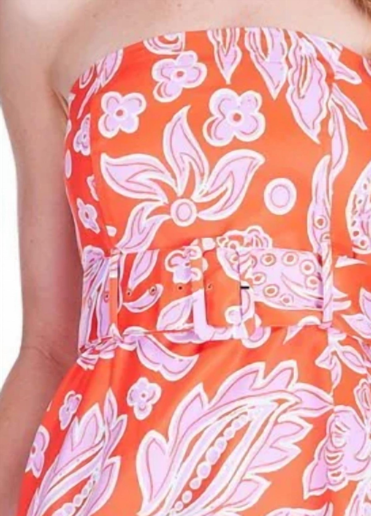Jade Melody Tam - Belted Tube Strapless Dress