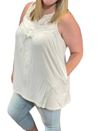 White Birch - Lace Trim Sleeveless Tee