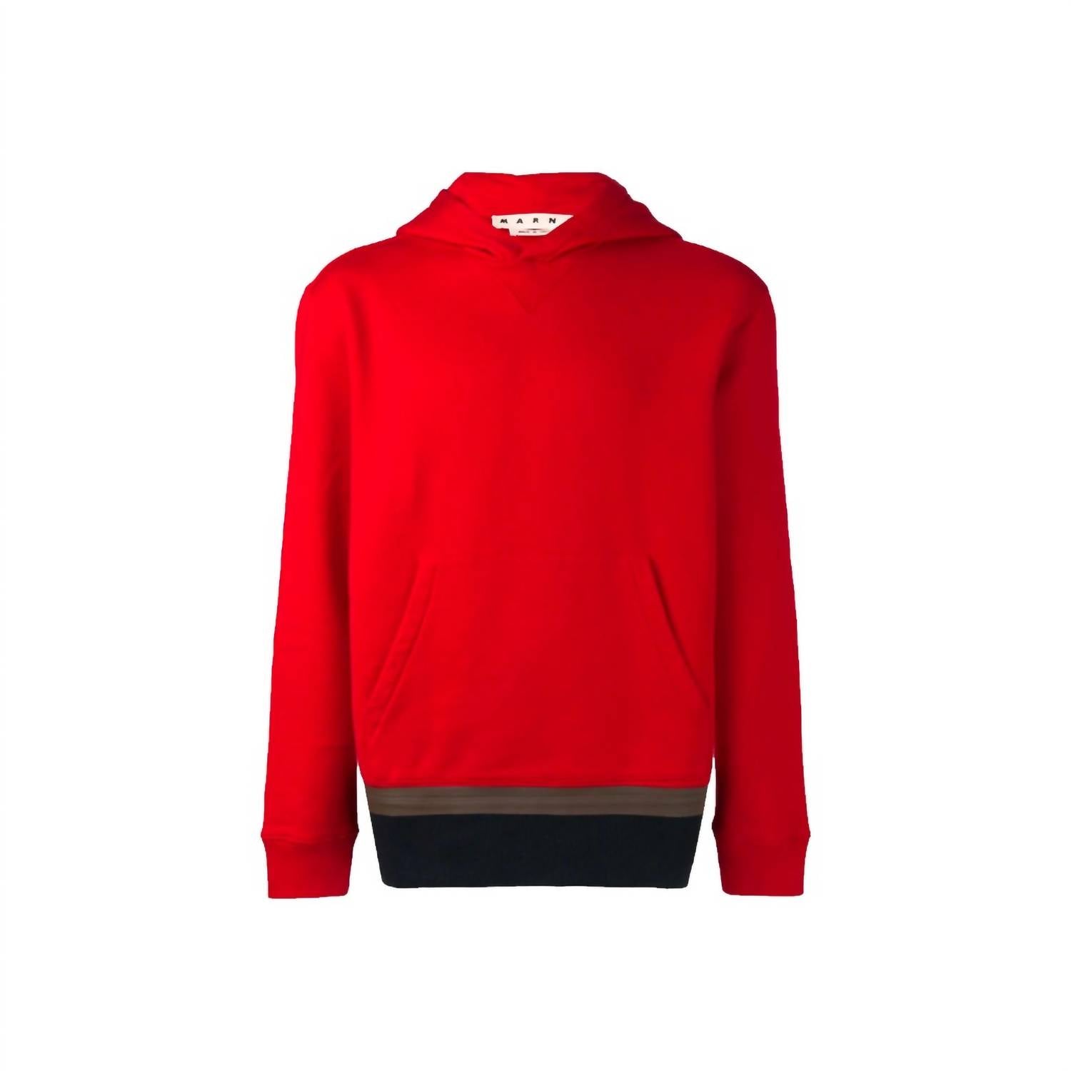 MARNI Men's Color Block Hoodie in red navy 2 - men's shirt