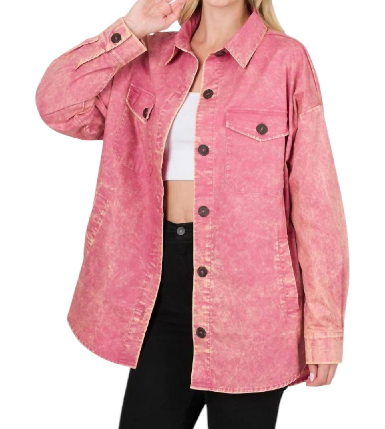 Zenana - Oversized Vintage Washed Shacket