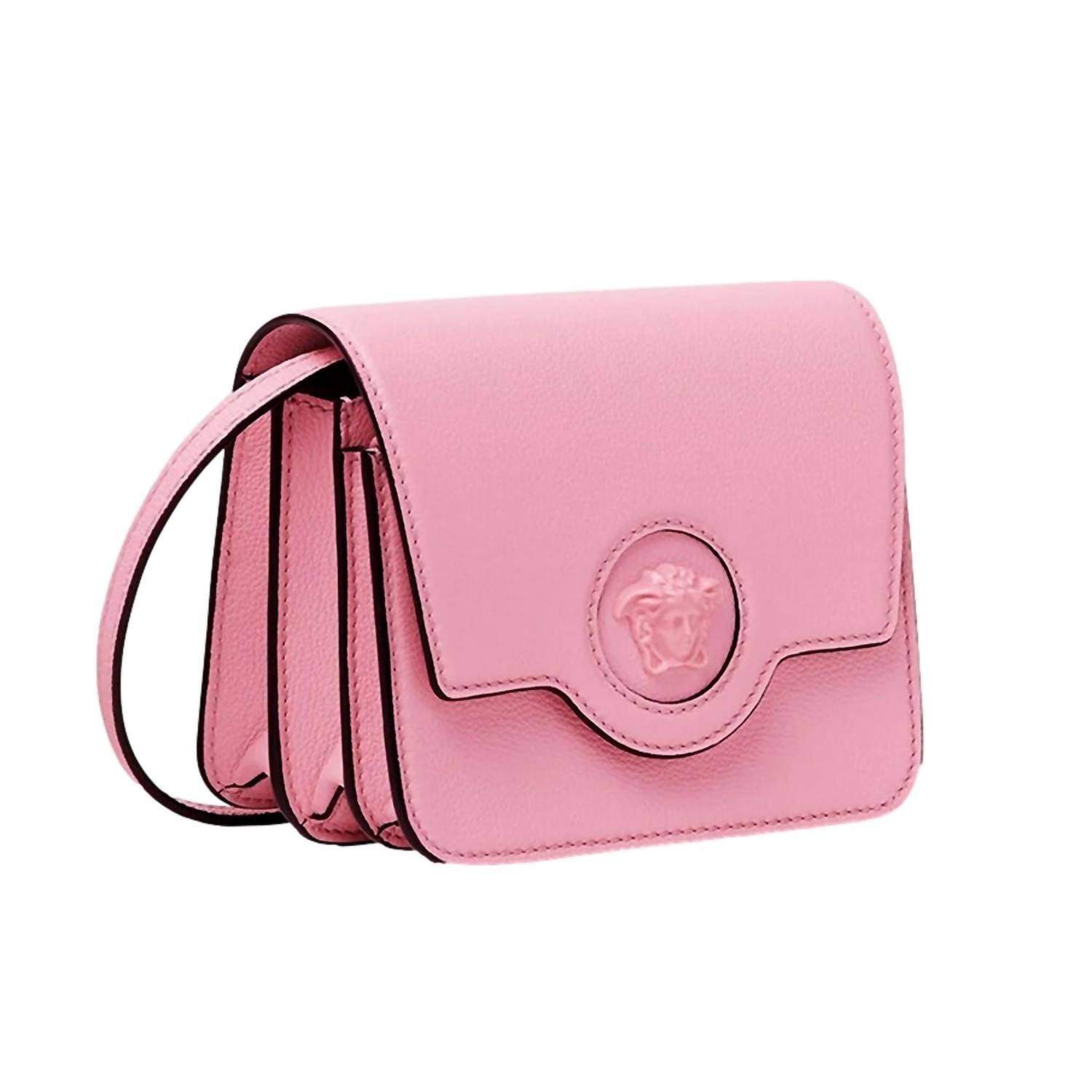 Versace - Women's La Medusa Logo Plaque Pebbled Leather Crossbody Bag
