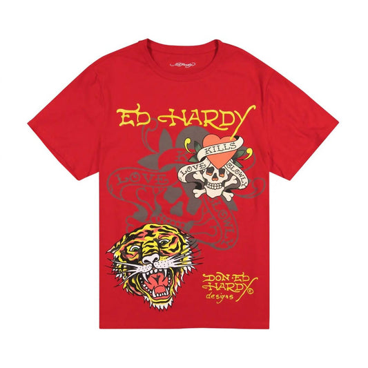 Ed Hardy - Men's Tiger Skull Multi Tattoo Tee