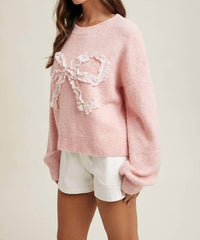 Wishlist - Plaid Bow Brushed Sweater