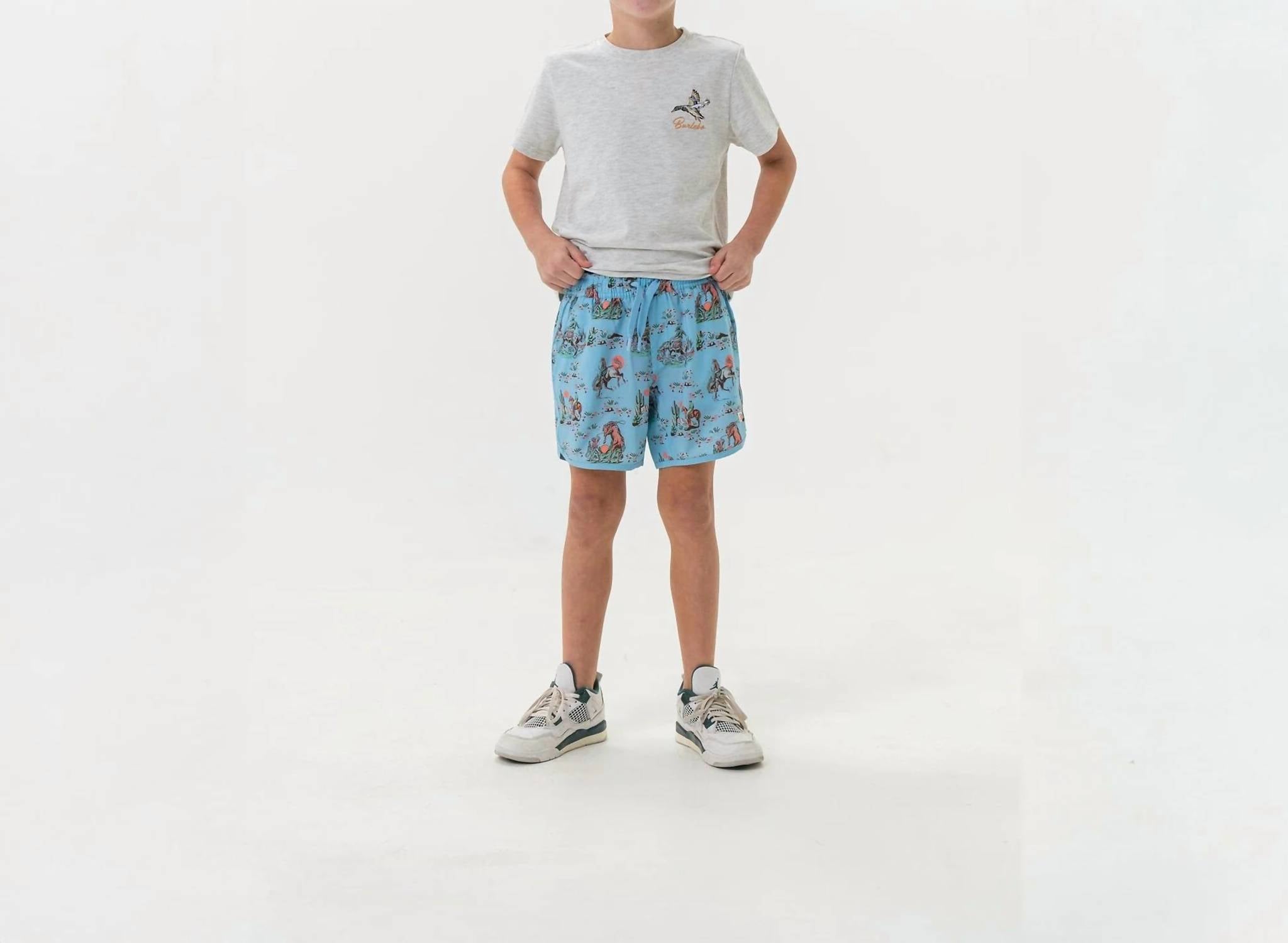 Burlebo - Kid's Print Compression Liner Swim Trunks