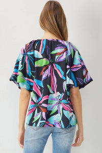 Entro - Floral Bubble Sleeve Blouse