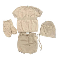Chantique'S Showroom - Girls Embroidered Flowers Knit Short Set