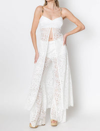 ZETAYE Lyric Lace Long Line Chain Top in white - women's blouse