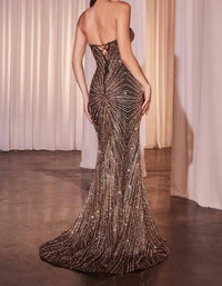 Ladivine - Basque Waist Illusion Bodice strapless Dress