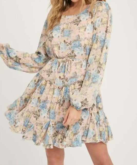 Bluivy - Floral Print Ruffled Swing Dress