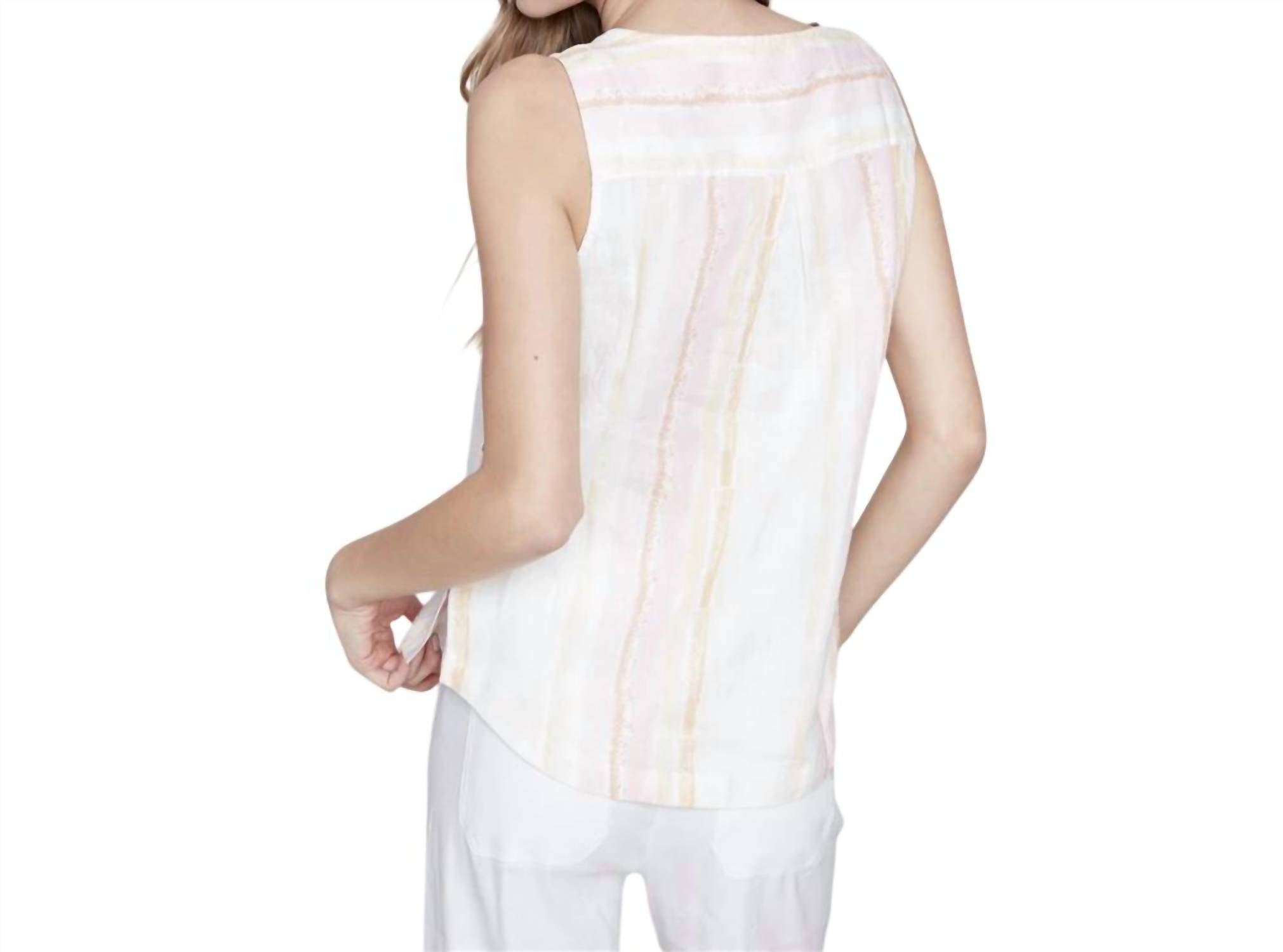 CHARLIE B Tulip Linen Blouse in beige - women's blouse - alternate view